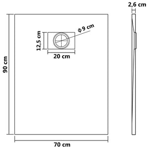 vidaXL SMC Shower Tray Black 90x70 cm