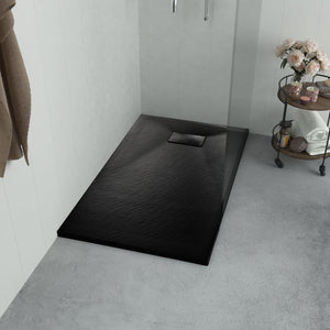 vidaXL Shower Tray SMC Black 90×80 cm