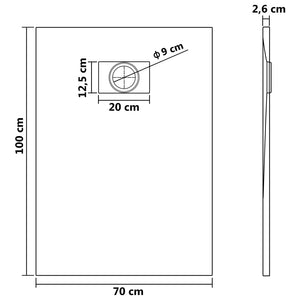 vidaXL Shower Tray SMC Black 100x70 cm