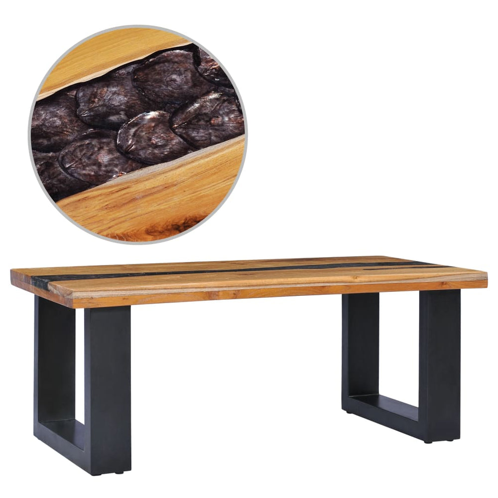 vidaXL Coffee Table 100 x 50 x 40 cm Solid Teak Wood and Polyresin