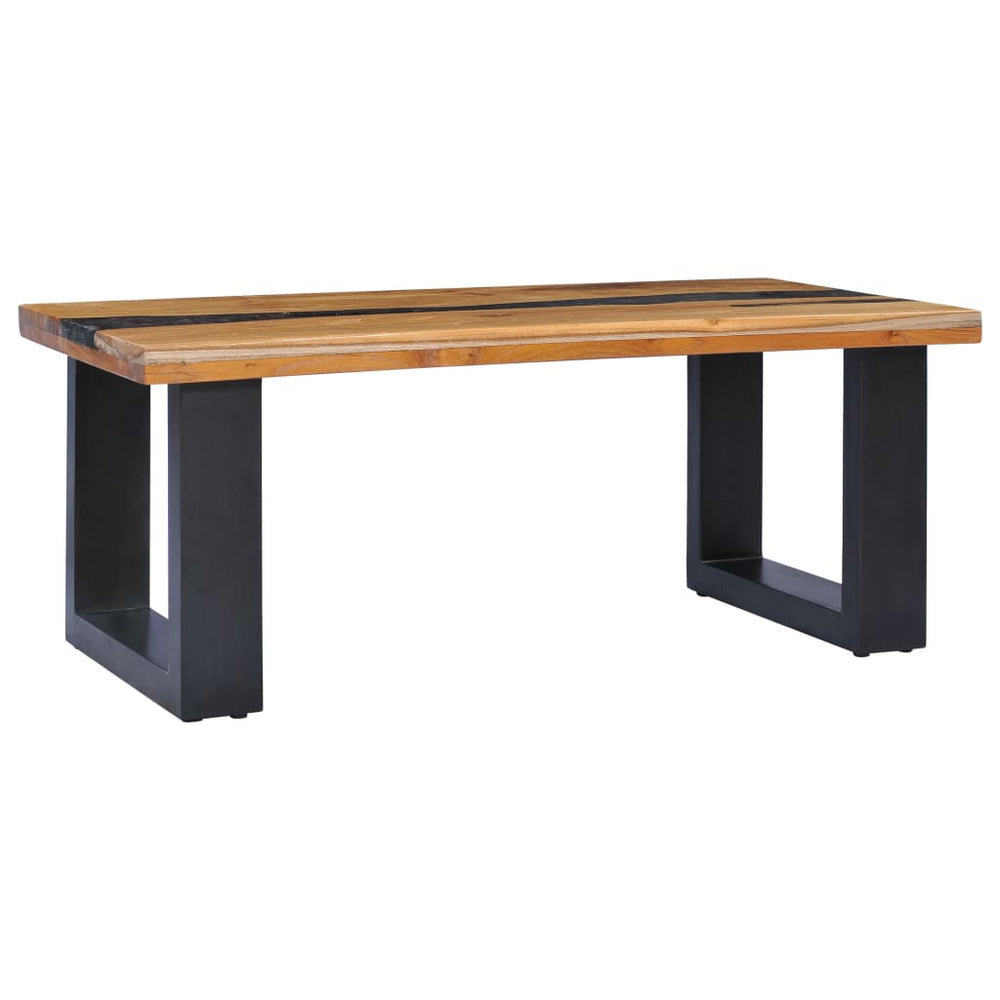 vidaXL Coffee Table 100 x 50 x 40 cm Solid Teak Wood and Polyresin