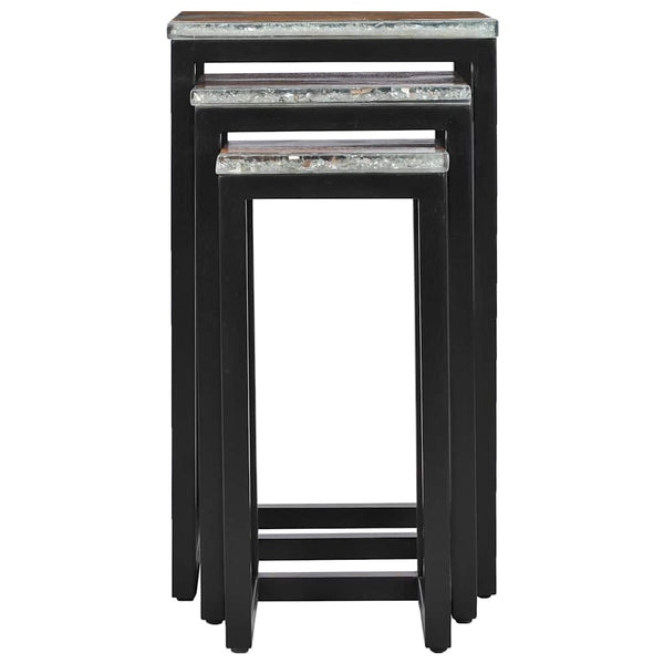 vidaXL Nesting Tables 3 pcs. Solid Teak Wood and Polyresin