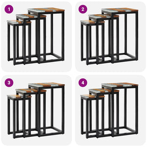 vidaXL Nesting Tables 3 pcs. Solid Teak Wood and Polyresin