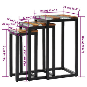 vidaXL Nesting Tables 3 pcs. Solid Teak Wood and Polyresin