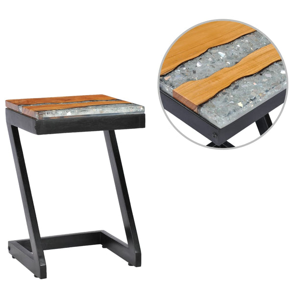 vidaXL Coffee Table 30 x 30 x 50 cm Solid Teak and Polyresin