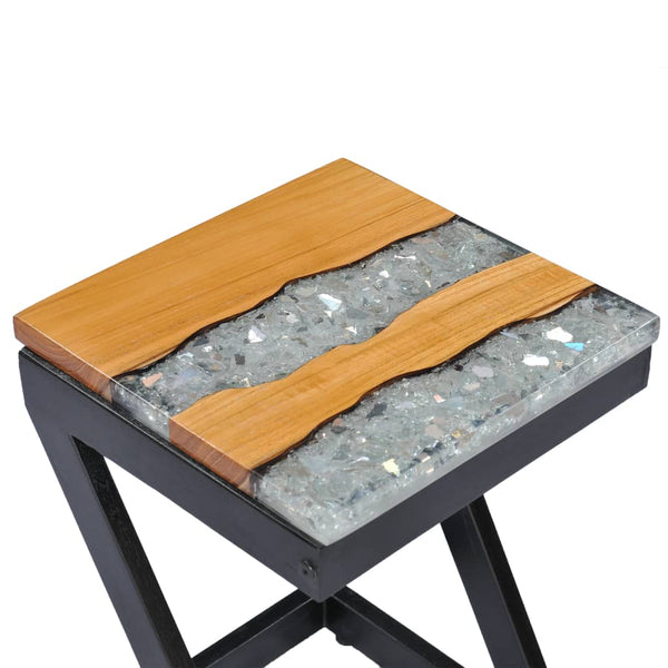 vidaXL Coffee Table 30 x 30 x 50 cm Solid Teak and Polyresin