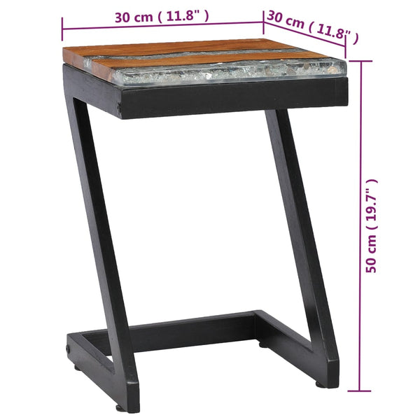 vidaXL Coffee Table 30 x 30 x 50 cm Solid Teak and Polyresin