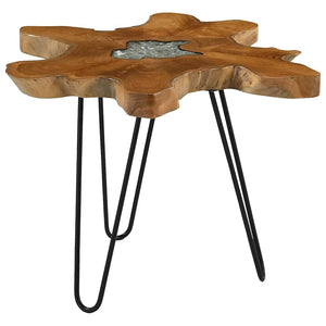 vidaXL Coffee Table 70 x 45 cm Solid Teak and Polyresin