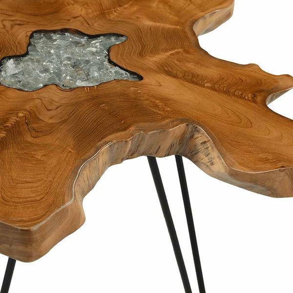 vidaXL Coffee Table 70 x 45 cm Solid Teak and Polyresin