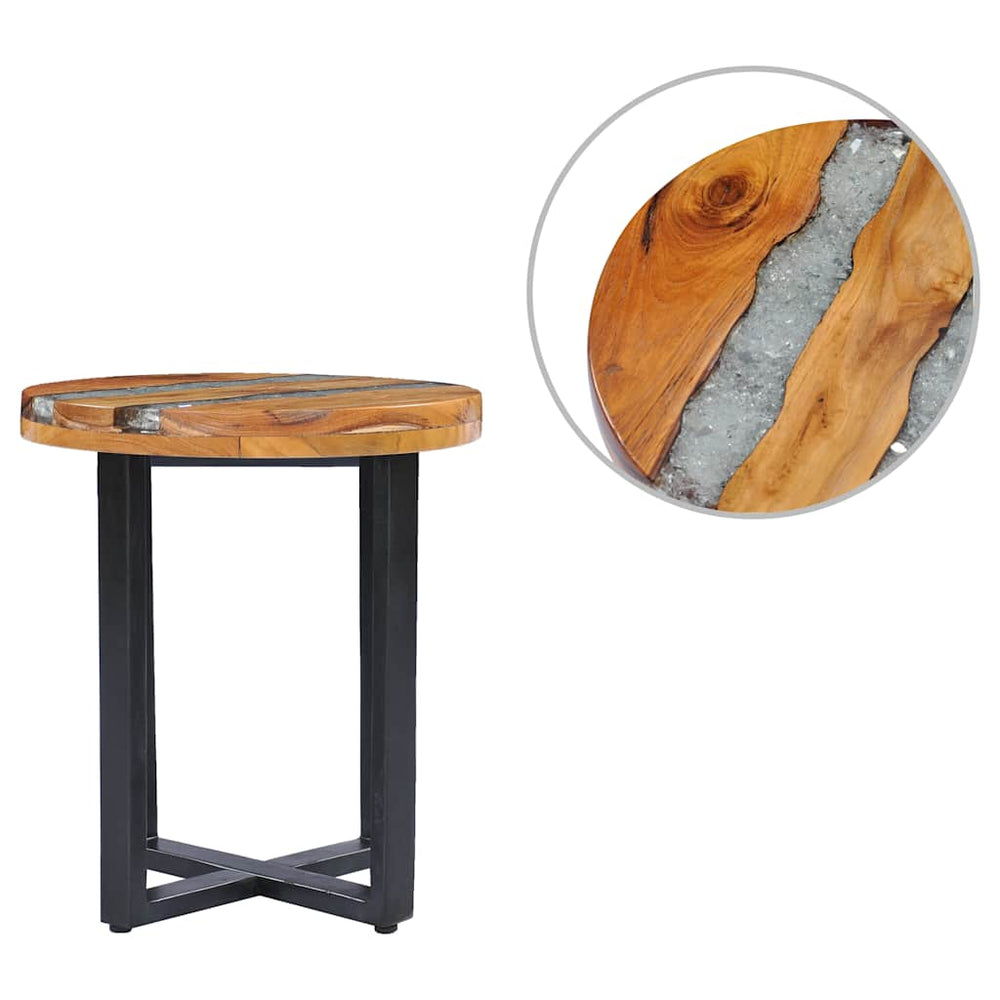 vidaXL Coffee Table 40 x 45 cm Solid Teak Wood and Polyresin