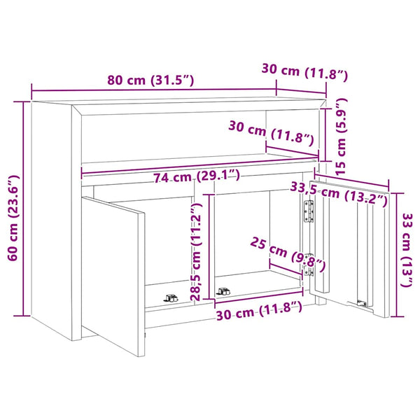 vidaXL Sideboard 80x30x60 cm Solid Teak Wood