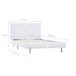 vidaXL Bed Frame White Faux Leather 90x200 cm