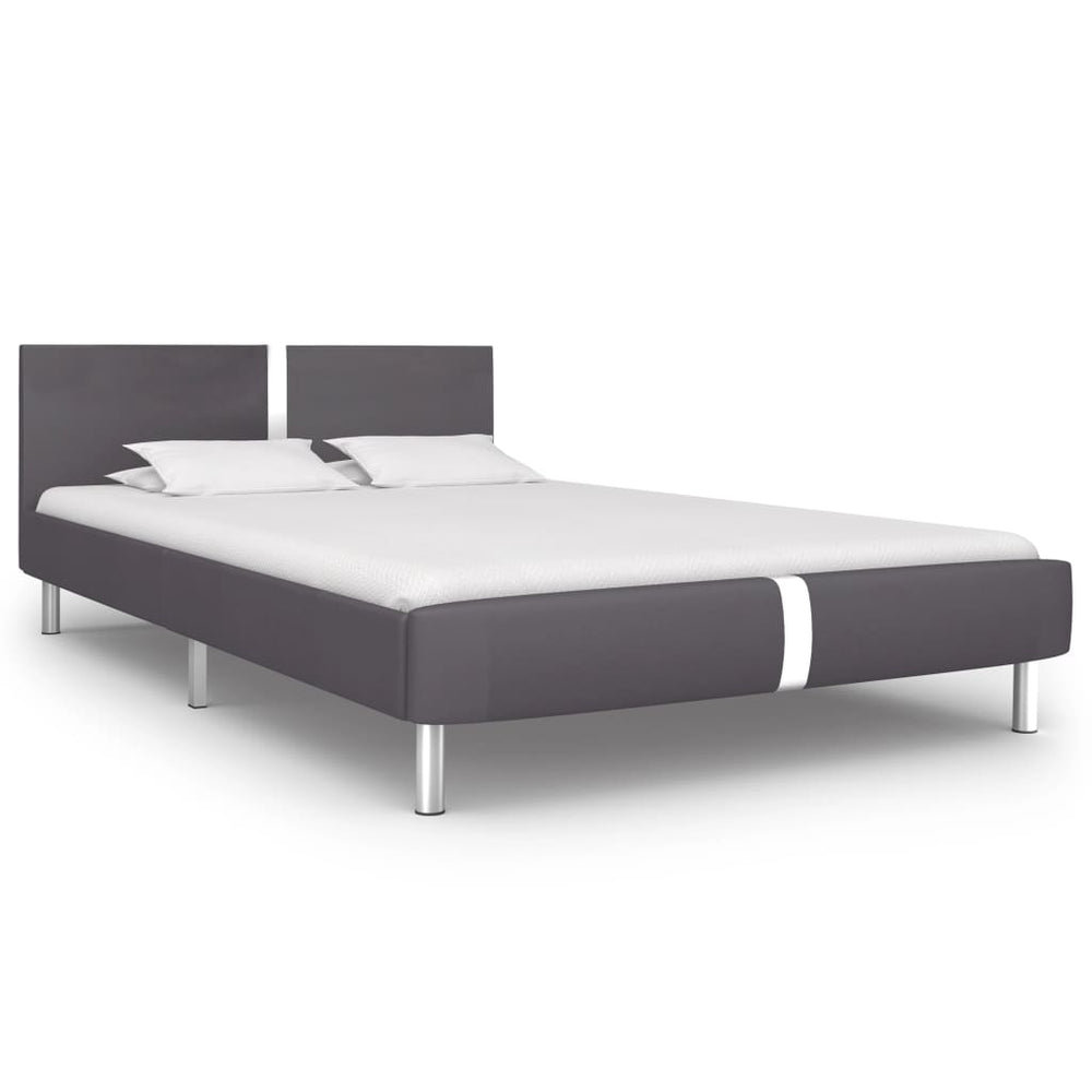 vidaXL Bed Frame Grey Faux Leather 140 x 200 cm