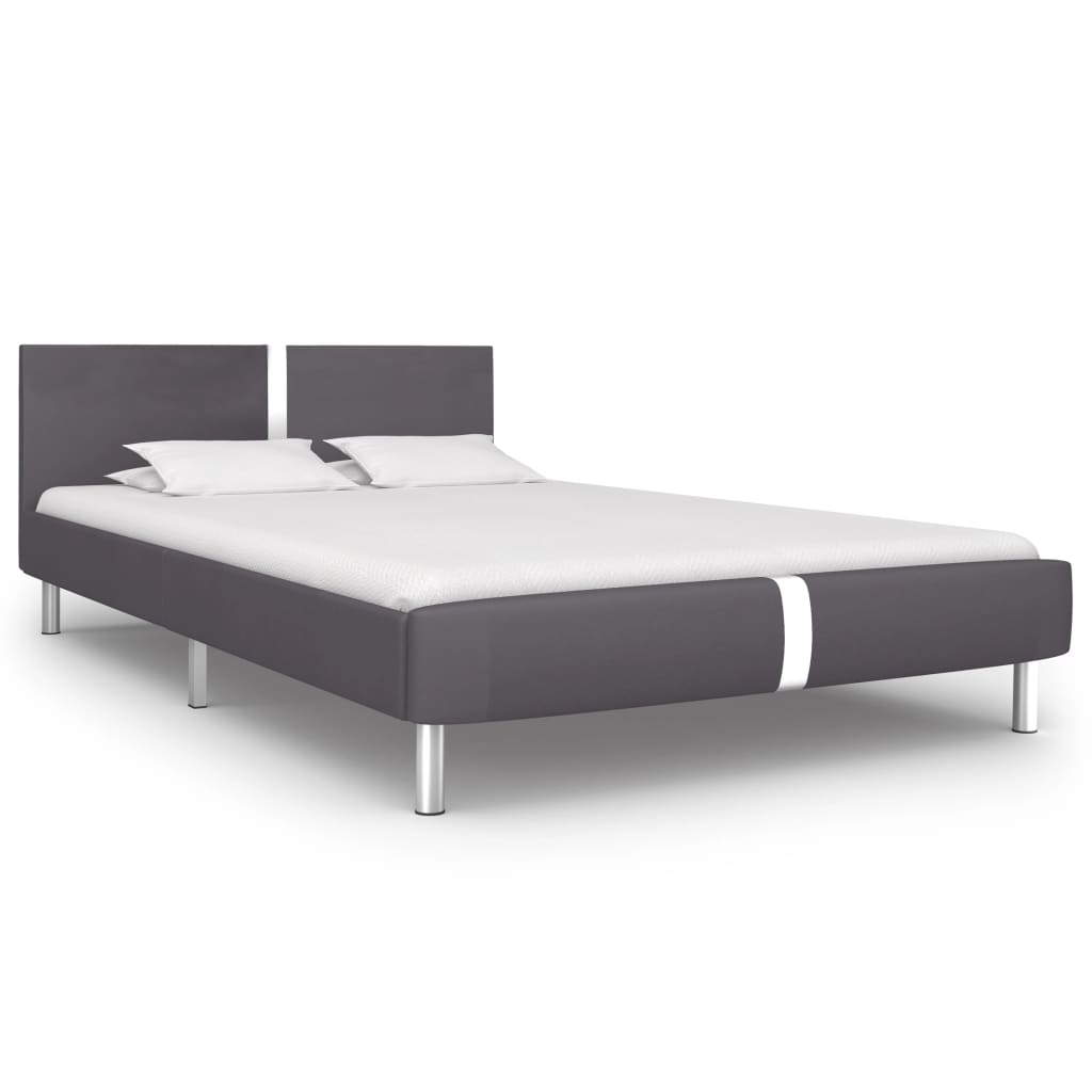 vidaXL Bed Frame Grey Faux Leather 140 x 200 cm