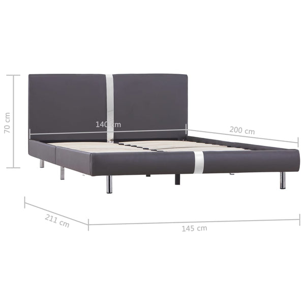 vidaXL Bed Frame Grey Faux Leather 140 x 200 cm