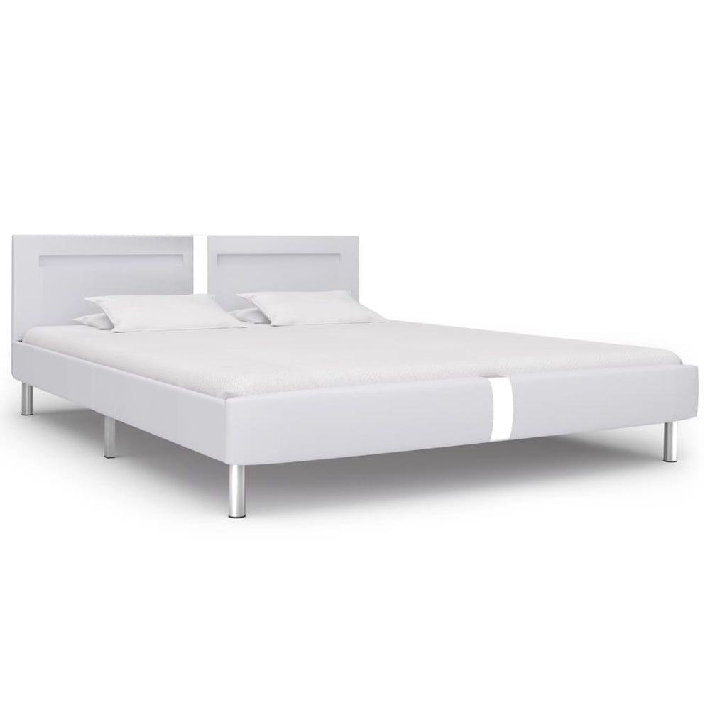 vidaXL LED Bed Frame White Faux Leather 180x200 cm