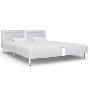 vidaXL LED Bed Frame White Faux Leather 180x200 cm