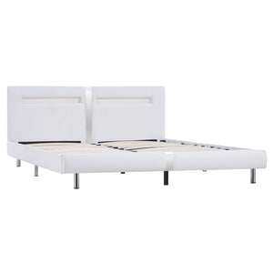 vidaXL LED Bed Frame White Faux Leather 180x200 cm