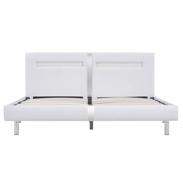 vidaXL LED Bed Frame White Faux Leather 180x200 cm
