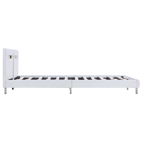 vidaXL LED Bed Frame White Faux Leather 180x200 cm