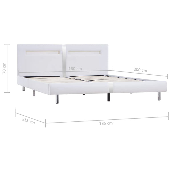 vidaXL LED Bed Frame White Faux Leather 180x200 cm