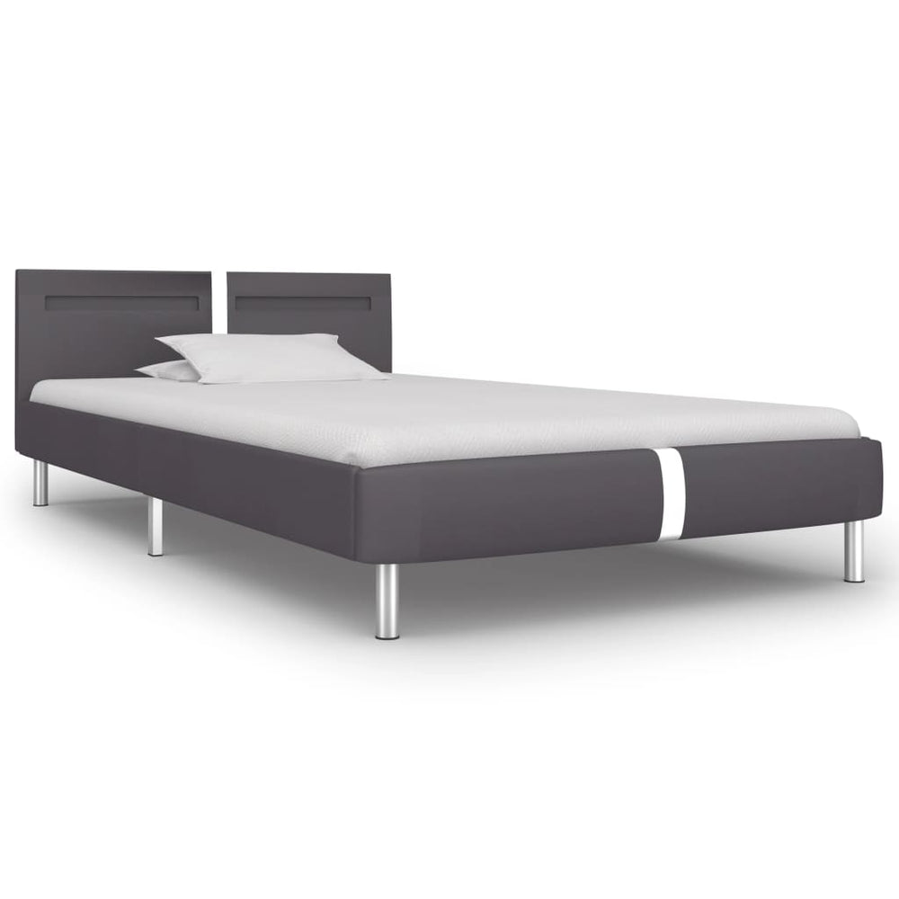 vidaXL LED Bed Frame Grey Faux Leather 90x200 cm