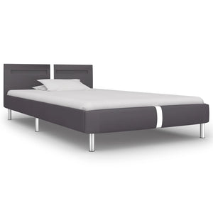 vidaXL LED Bed Frame Grey Faux Leather 90x200 cm