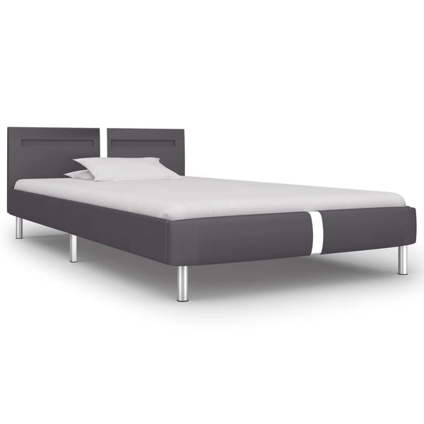 vidaXL LED Bed Frame Grey Faux Leather 90x200 cm