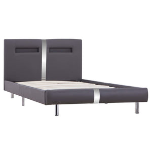 vidaXL LED Bed Frame Grey Faux Leather 90x200 cm
