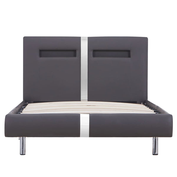 vidaXL LED Bed Frame Grey Faux Leather 90x200 cm