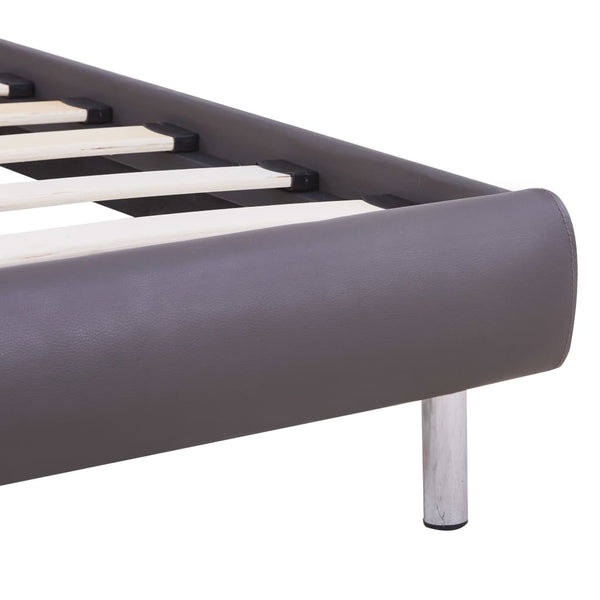 vidaXL LED Bed Frame Grey Faux Leather 90x200 cm