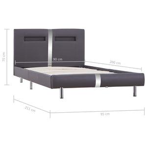 vidaXL LED Bed Frame Grey Faux Leather 90x200 cm