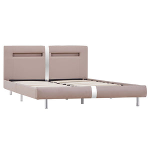 vidaXL LED Bed Frame Cappuccino Brown Faux Leather 120x200 cm