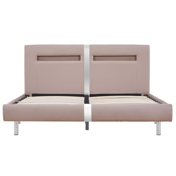 vidaXL LED Bed Frame Cappuccino Brown Faux Leather 120x200 cm