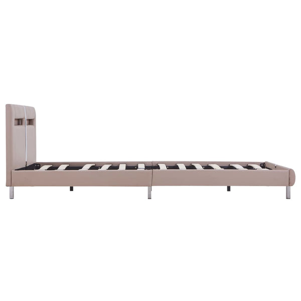 vidaXL LED Bed Frame Cappuccino Brown Faux Leather 120x200 cm