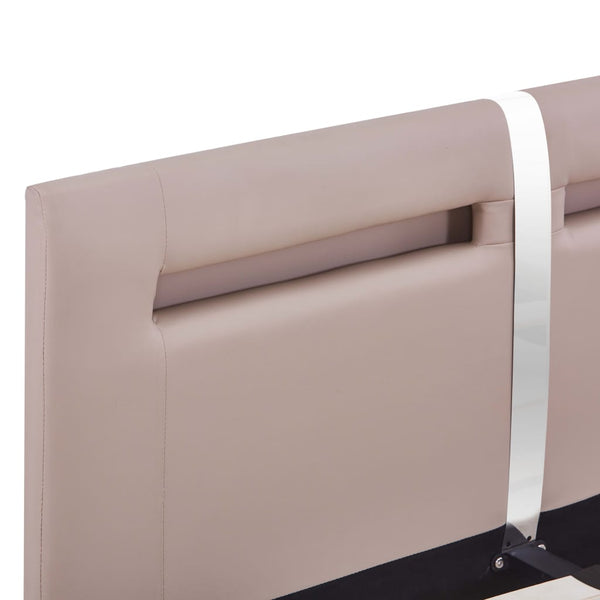 vidaXL LED Bed Frame Cappuccino Brown Faux Leather 120x200 cm