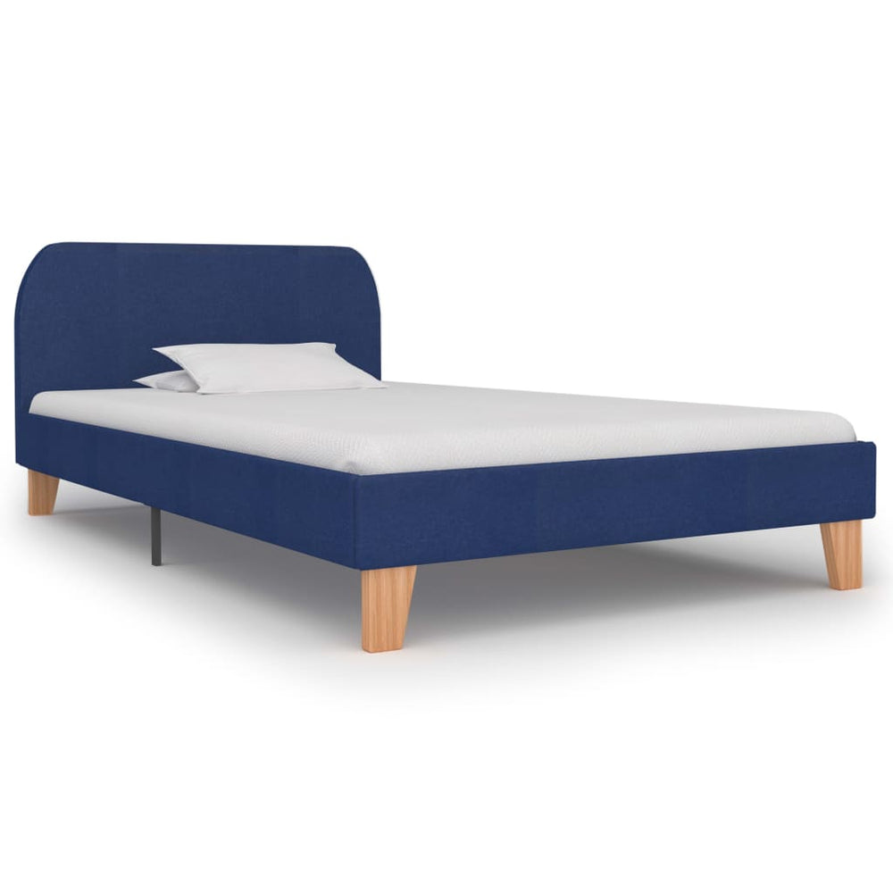 vidaXL Bed Frame Blue Fabric 90x200 cm