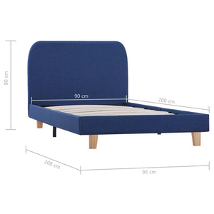 vidaXL Bed Frame Blue Fabric 90x200 cm