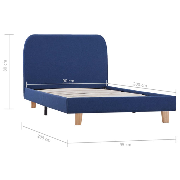 vidaXL Bed Frame Blue Fabric 90x200 cm