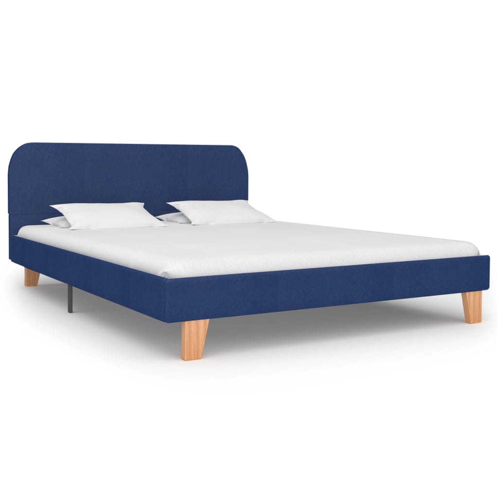 vidaXL Bed Frame Blue Fabric 140x200 cm