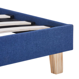 vidaXL Bed Frame Blue Fabric 140x200 cm