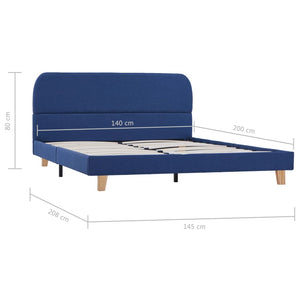 vidaXL Bed Frame Blue Fabric 140x200 cm