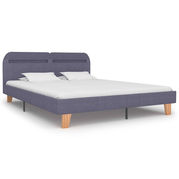 vidaXL LED Bed Frame Light Grey Fabric 160x200 cm