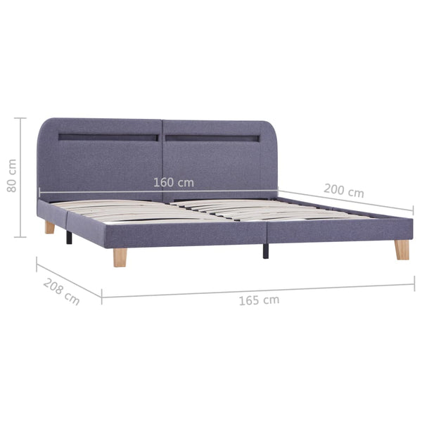 vidaXL LED Bed Frame Light Grey Fabric 160x200 cm