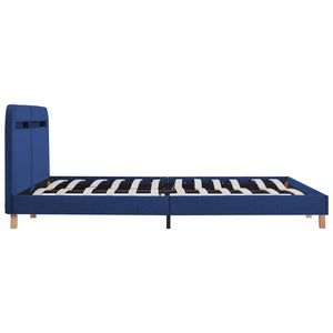 vidaXL Bed Frame with LED Blue Fabric 160x200 cm