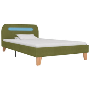 vidaXL LED Bed Frame Green Fabric 90x200 cm