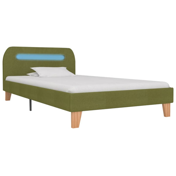 vidaXL LED Bed Frame Green Fabric 90x200 cm