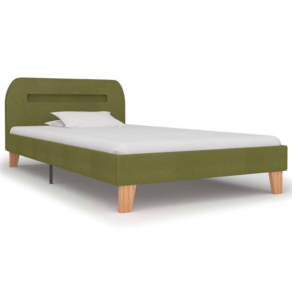 vidaXL LED Bed Frame Green Fabric 90x200 cm