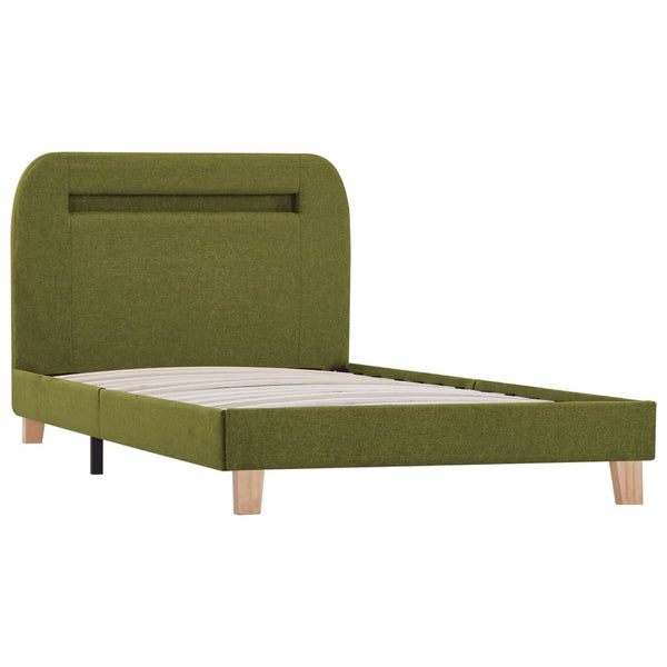 vidaXL LED Bed Frame Green Fabric 90x200 cm