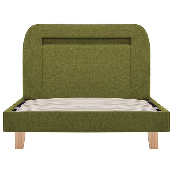 vidaXL LED Bed Frame Green Fabric 90x200 cm